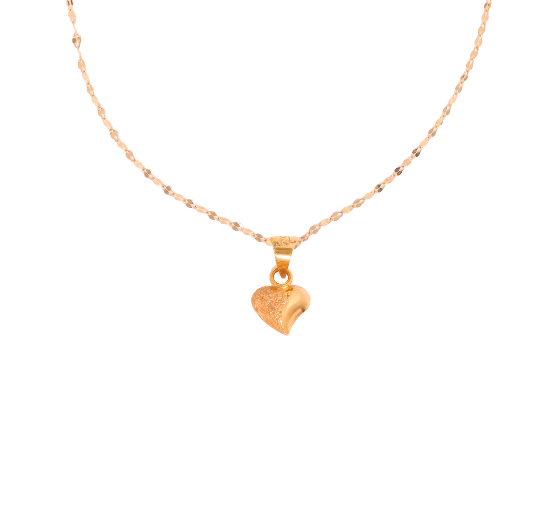 Solirah Textured Heart Necklace – 18K Gold