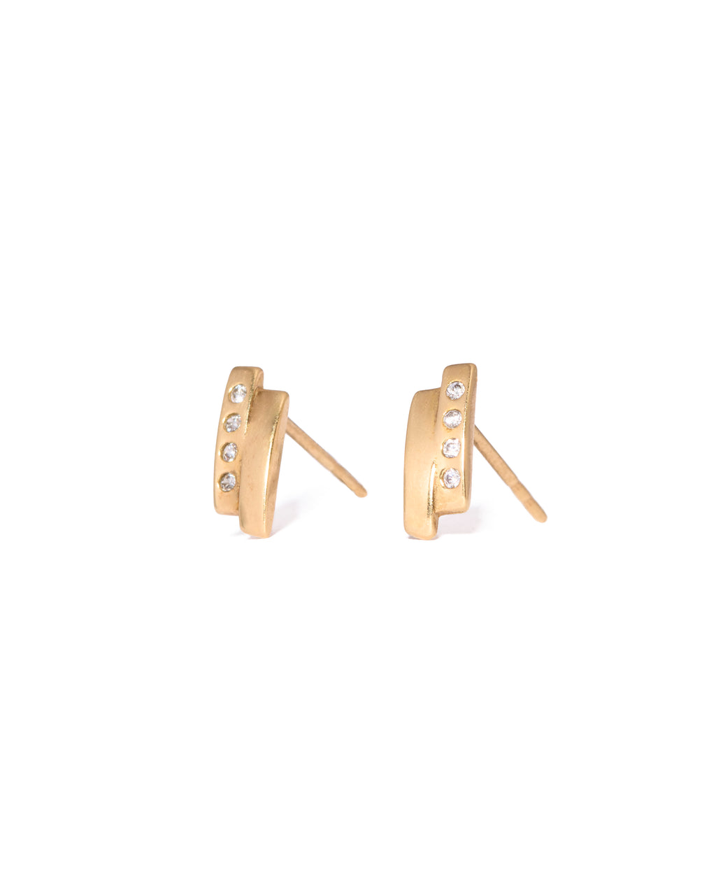 Solirah Linear Pavé-Style Studs — 18K Gold